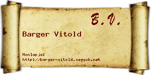 Barger Vitold névjegykártya